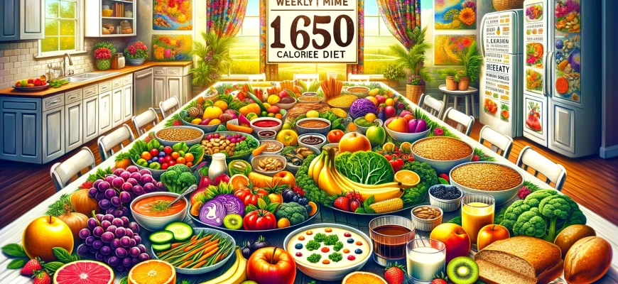 меню на 1650 калорий в день на неделю